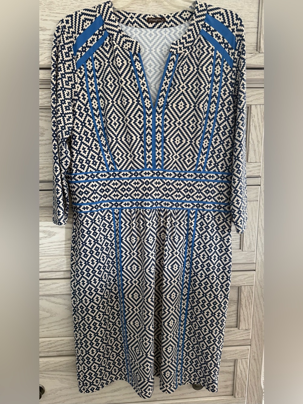 J. McLaughlin Catalina Cloth Printed Dress Stretch Preppy Resortwear EUC (XL$